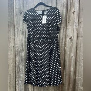 Signature by Sangria Black and White Polka Dot Midi Dress